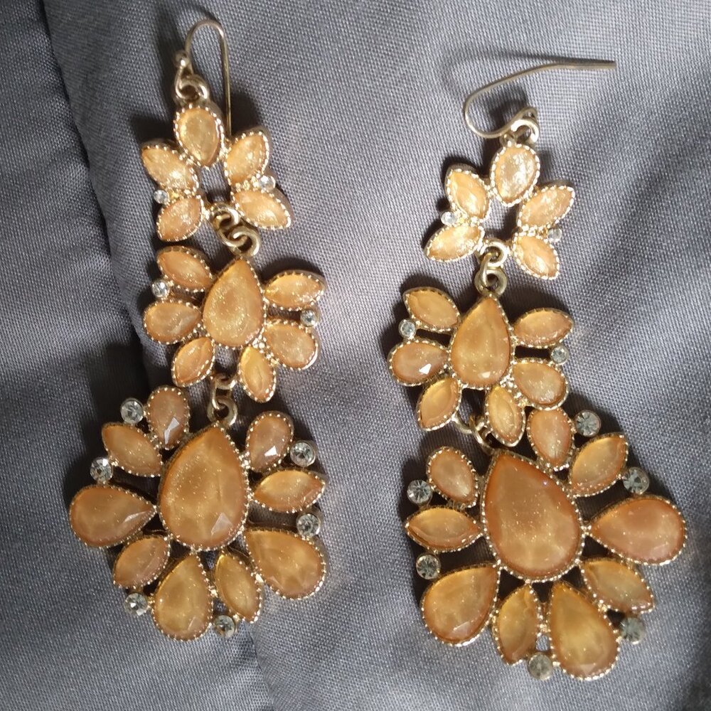 GOLD DANGLE DROP STATEMENT FASHION EARRINGS